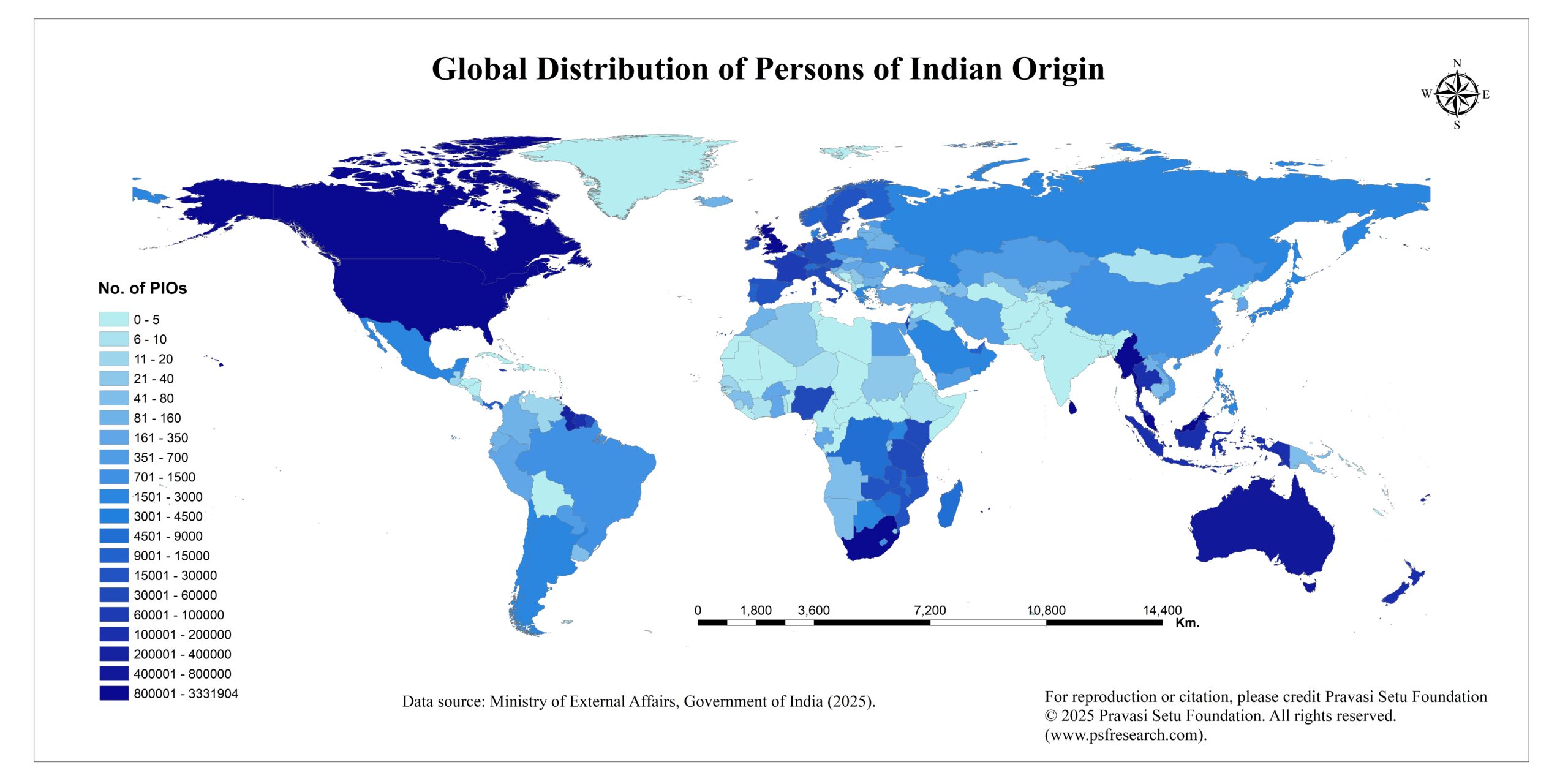 🌍 First-Ever Global Map of Persons of Indian Origin with Official Indian Boundaries Released by Pravasi Setu Foundation